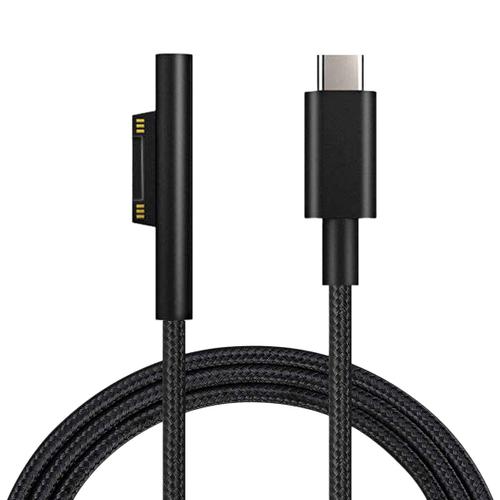 Câble d'alimentation en Nylon tressé USB-C pour Surface Pro 6/5/4/3, 1.5 M, 45W, 15V, PD