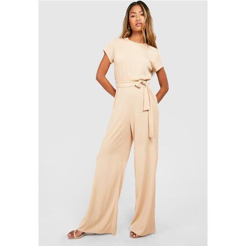 Slouchy Belted Soft Rib Jumpsuit - Gris Pierre - 10