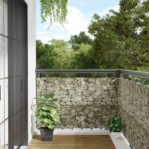 vidaXL Écran d'intimité de jardin aspect pierre gris 600x90 cm PVC