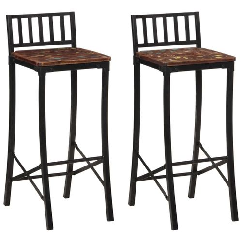 Vidaxl Chaises De Bar Lot De 2 Bois De Récupération Massif