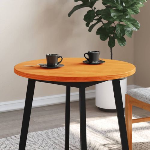 Vidaxl Dessus De Table Rond Cire Marron Ø70x2,5 Cm Bois De Pin Massif