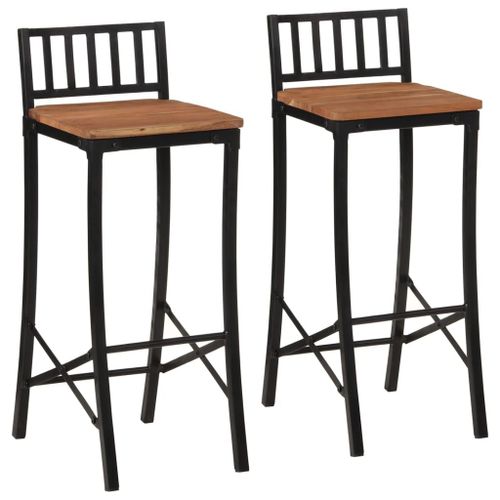 Vidaxl Chaises De Bar Lot De 2 Bois D'acacia Massif