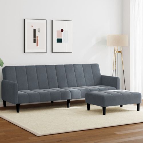 Vidaxl Canapé-Lit À 2 Places Avec Repose-Pied Gris Foncé Velours
