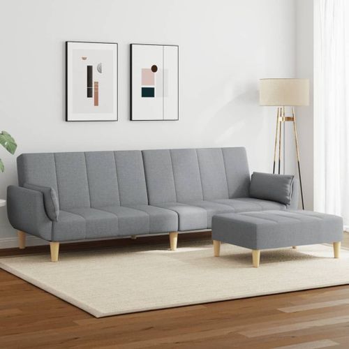Vidaxl Canapé-Lit À 2 Places Avec Repose-Pied Gris Clair Tissu
