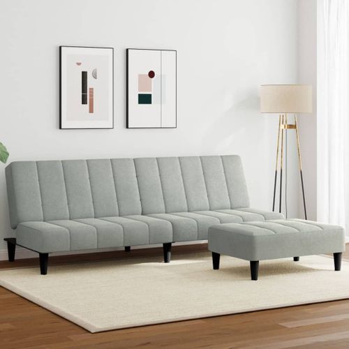Vidaxl Canapé-Lit À 2 Places Avec Repose-Pied Gris Clair Velours