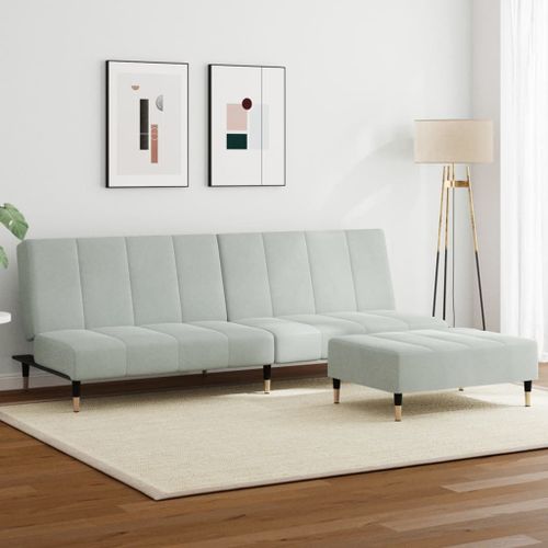 Vidaxl Canapé-Lit À 2 Places Avec Repose-Pied Gris Clair Velours