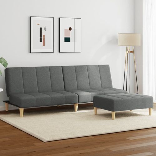 Vidaxl Canapé-Lit À 2 Places Avec Repose-Pied Gris Foncé Tissu