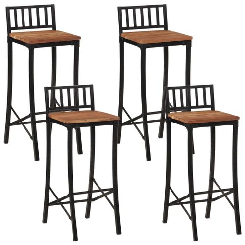 Vidaxl Chaises De Bar Lot De 4 Bois D'acacia Massif