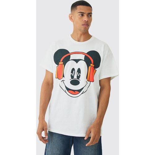 Oversized Mickey Mouse Disney License T-Shirt Homme - Blanc - M, Blanc