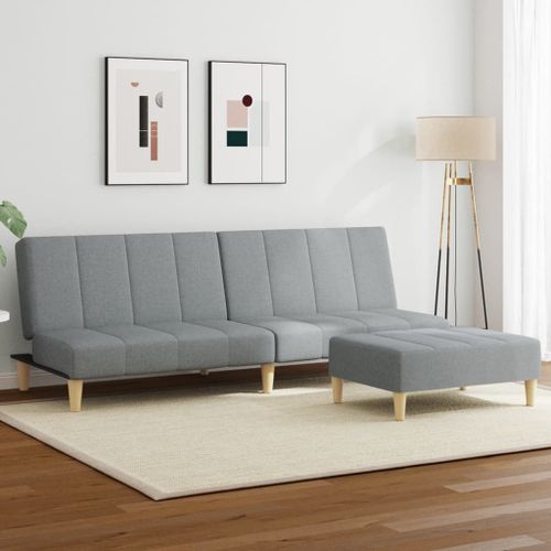 Vidaxl Canapé-Lit À 2 Places Avec Repose-Pied Gris Clair Tissu