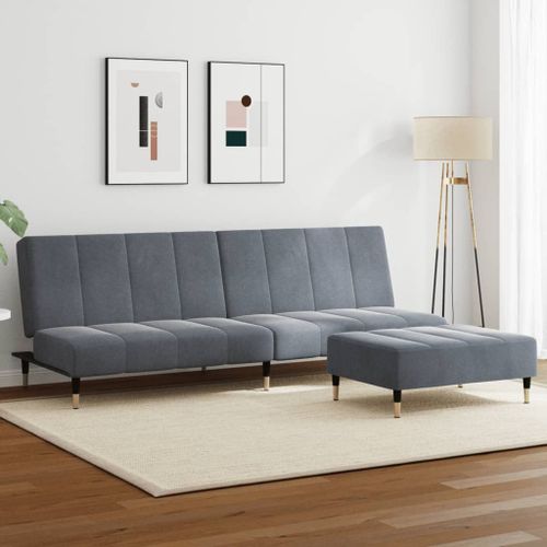 Vidaxl Canapé-Lit À 2 Places Avec Repose-Pied Gris Foncé Velours