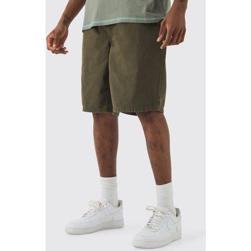 Tall Elastic Waist Drawcord Detail Slim Fit Shorts In Khaki Homme - Kaki - S, Kaki