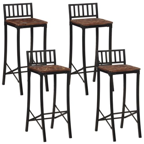 Vidaxl Chaises De Bar Lot De 4 Bois De Récupération Massif