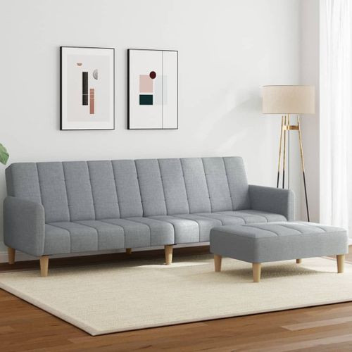 Vidaxl Canapé-Lit À 2 Places Avec Repose-Pied Gris Clair Tissu