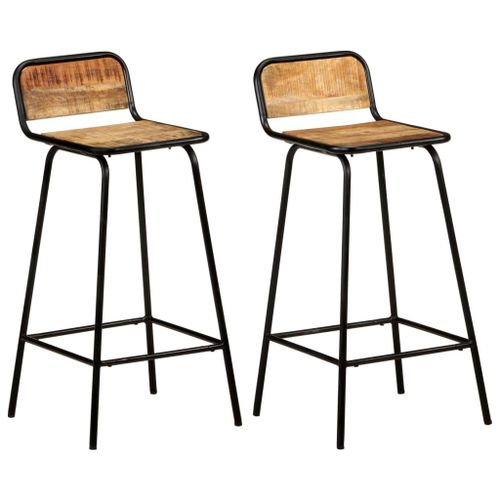 Vidaxl Chaises De Bar Lot De 2 Bois De Manguier Solide