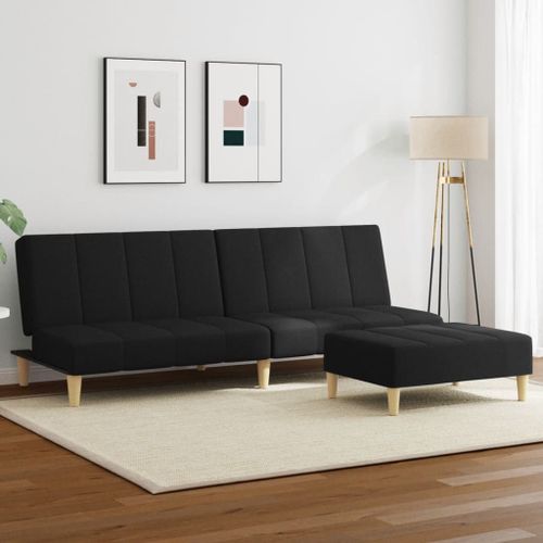 Vidaxl Canapé-Lit À 2 Places Avec Repose-Pied Noir Tissu