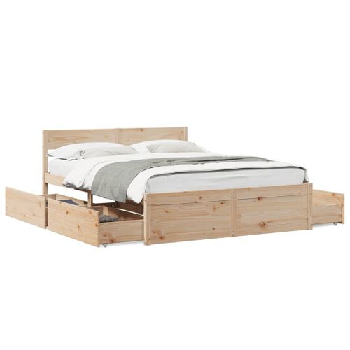 Vidaxl Cadre De Lit Avec Tiroirs 150x200 Cm Bois De Pin Massif