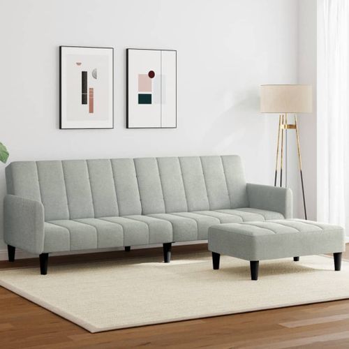Vidaxl Canapé-Lit À 2 Places Avec Repose-Pied Gris Clair Velours