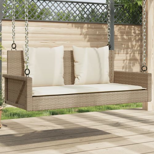 Vidaxl Balancelle Avec Coussins Beige 119x56x48 Cm Résine Tressée