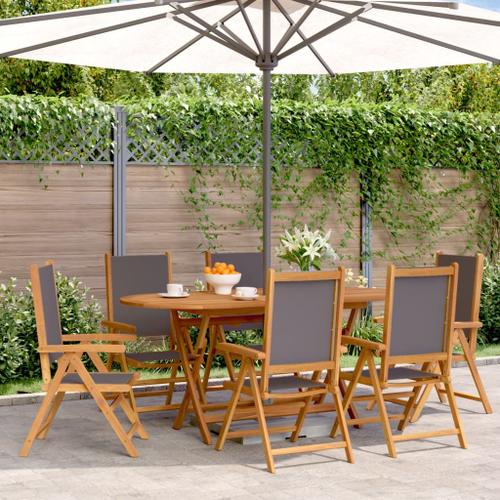 Vidaxl Chaises Inclinables De Jardin Lot De 6 Tissu Et Bois Massif