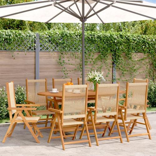 Vidaxl Chaises Inclinables De Jardin Lot De 8 Beige Bois Massif Acacia