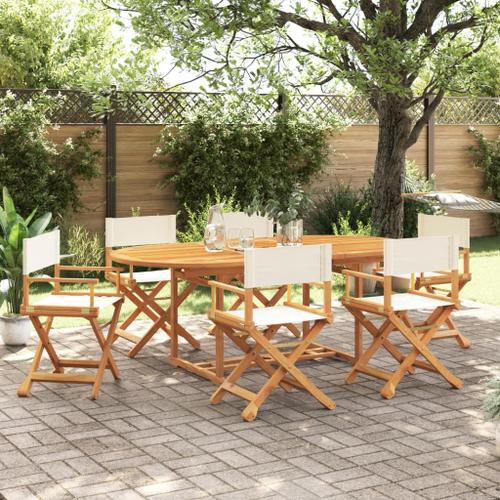 Vidaxl Chaises De Jardin Pliables Lot De 6 Blanc Crème Tissu