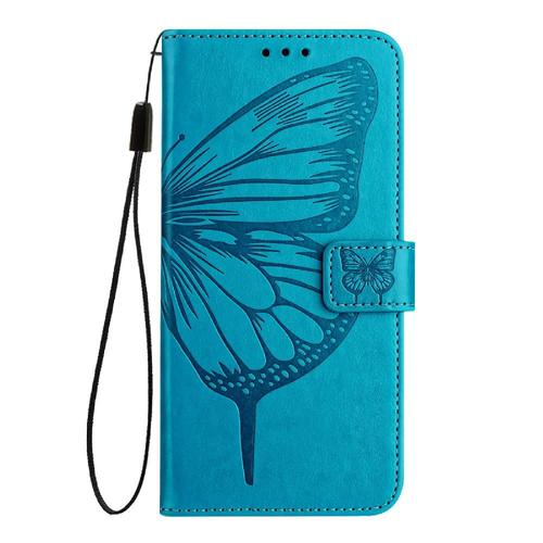 Étui Pour Samsung Galaxy S6 Edge Plus Cuir Premium Gaufrage Papillon Magnétique Couverture Rabotant - Bleu