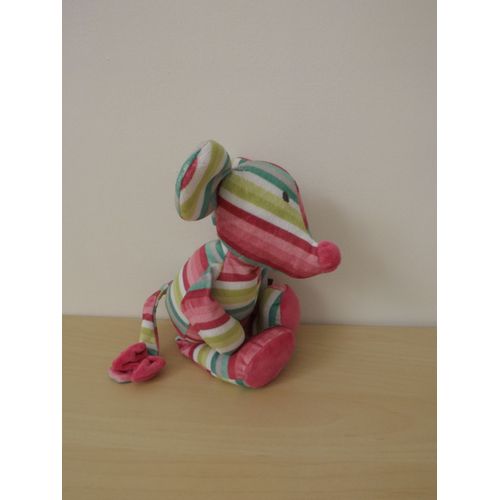 Doudou Souris Rayures Verte Rose Blanc Orchestra