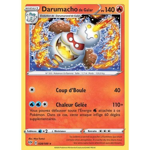 Carte Pokemon - Darumacho De Galar - 28/189 - Rare - Épée Et Bouclier 3 Ténèbres Embrasées