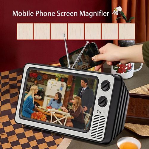 Loupe D'écran Hd Pour Téléphone Portable 12 Pouces, Agrandissement 2 À 3 Fois, Amplificateur, Support Rapide, Loupe D'écran, Design Tv Vintage