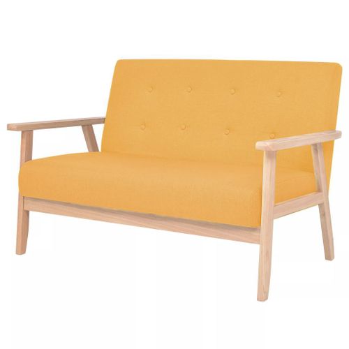 Vidaxl Canapé À 2 Places Tissu Jaune