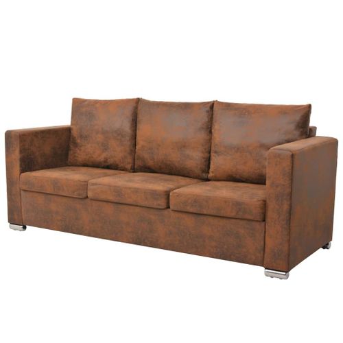 Vidaxl Canapé À 3 Places 191 X 73 X 82 Cm Cuir Daim Artificiel