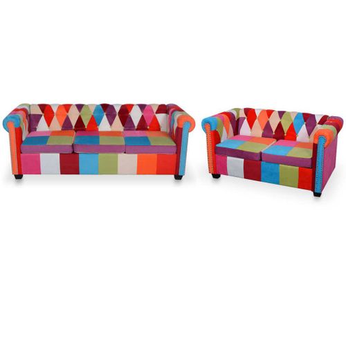 Ensemble De Canapés Chesterfield 2 Pcs Tissu