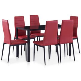 Vidaxl Mobilier De Salle À Manger 7 Pcs Rouge Bordeaux