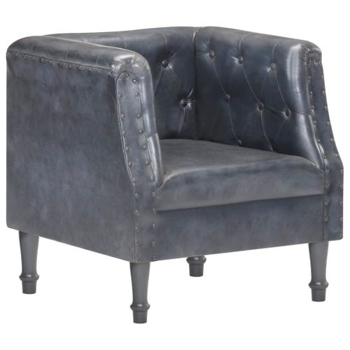 Vidaxl Chaise Cabriolet Gris Cuir Véritable