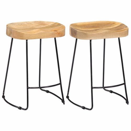 Vidaxl Tabourets De Bar Gavin Lot De 2 Bois De Manguier Solide