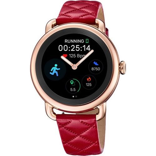 Festina Smartime Connectée Montre Femme Acier Doré Rose Cuir Rouge F50001/3