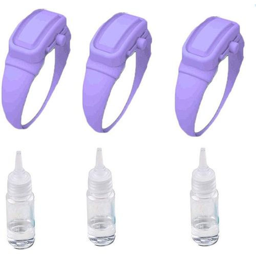 3pc Distributeurs De Liquide De Bracelet - Distributeur De Gel En Silicone Avec 3 Bouteilles Séparées - Violet