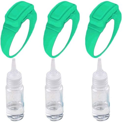 Lot De 3 Distributeurs De Savon Bracelet Avec Flacon Souple Pour Adulte Enfant (Vert)