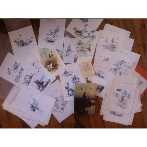 Lot De 60 Dessins Et Lavis Originaux De Lamotte Avec Le Livre Illustré De Ceux-Ci