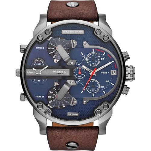 Diesel Men's 57mm Mr. Daddy 2.0 Quartz Stainless Steel And Leather Chronograph Watch, Color: Silver, Brown (Model: Dz7314)