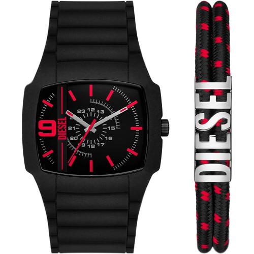 Diesel Men's Analog Quartz Watch With Silicone Strap Dz2191set, Black, Modern