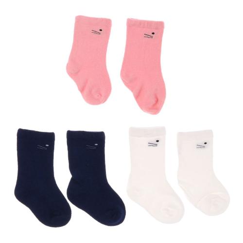 Chaussettes Bébé Garçon Fille Hiver Bottines Chaussons Naissance Antidérapant Lot De 3 Paires Fille-Chat 0-6 Mois