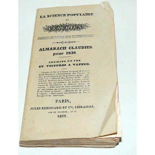 Almanach Claudius Pour 1838, Chemins De Fer Et Voitures À Vapeur