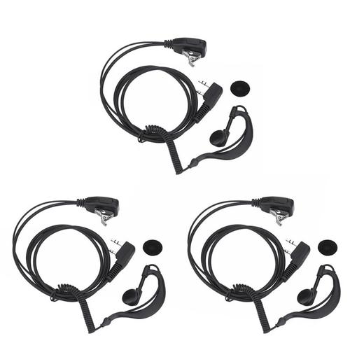 Oreillettes PTT micro, crochet d'oreille, talkie-walkie, oreillettes pour UV5R/KENWOOD/HYT, 3 pièces, 2 broches