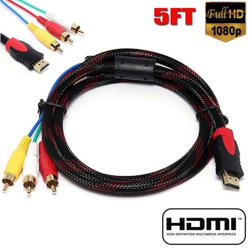 Câble adaptateur HDMI à 3-RCA pour HDTV, adaptateur de composant AV pour vidéo et Audio, 5 pieds US