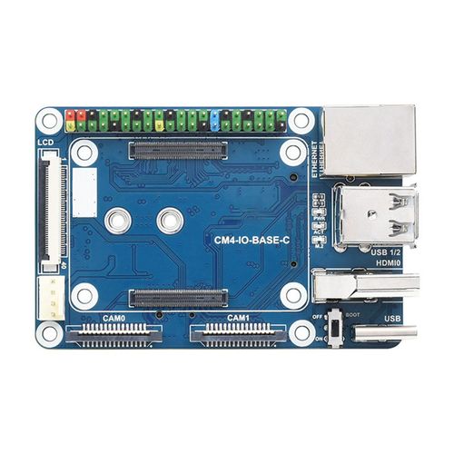 Waveshare CM4-IO-BASE-C 6 000 Conseil pour Raspberry Pi CM4 De Base 6 000 Conseil Version Avancée RJ45 + M.2 M Clé