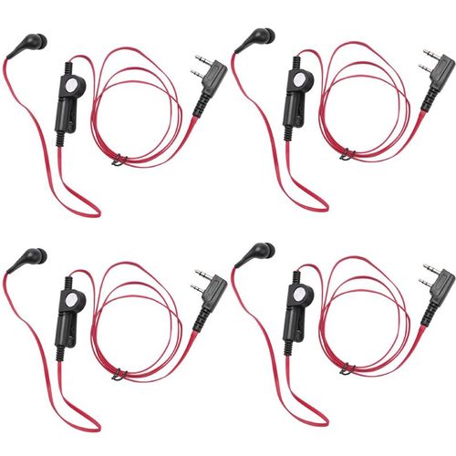 Écouteurs Style nouilles 4x2 broches, casque d'écoute, prise K, pour Baofeng Uv5r Bf-888S, fil rouge Radio