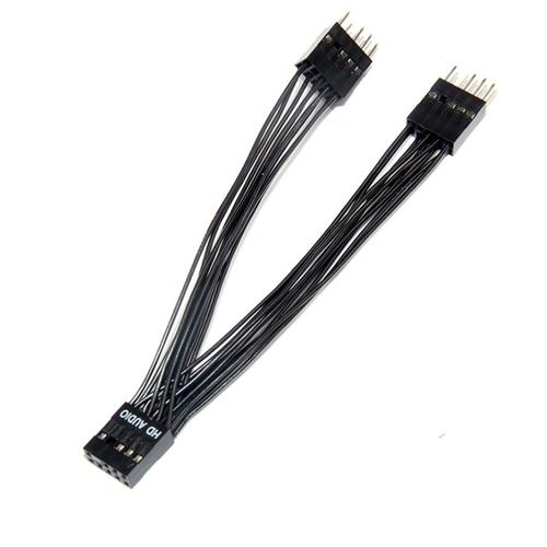 Câble d'extension Audio HD 9 broches, 1 femelle à 2 mâles, câble séparateur en Y noir pour PC DIY 10cm