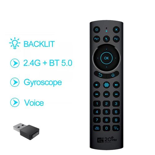 Souris intelligente sans fil G20S PRO BT5.0, 2.4G, commande vocale intelligente, Gyroscope d'apprentissage IR, rétroéclairée, pour Android TV BOX